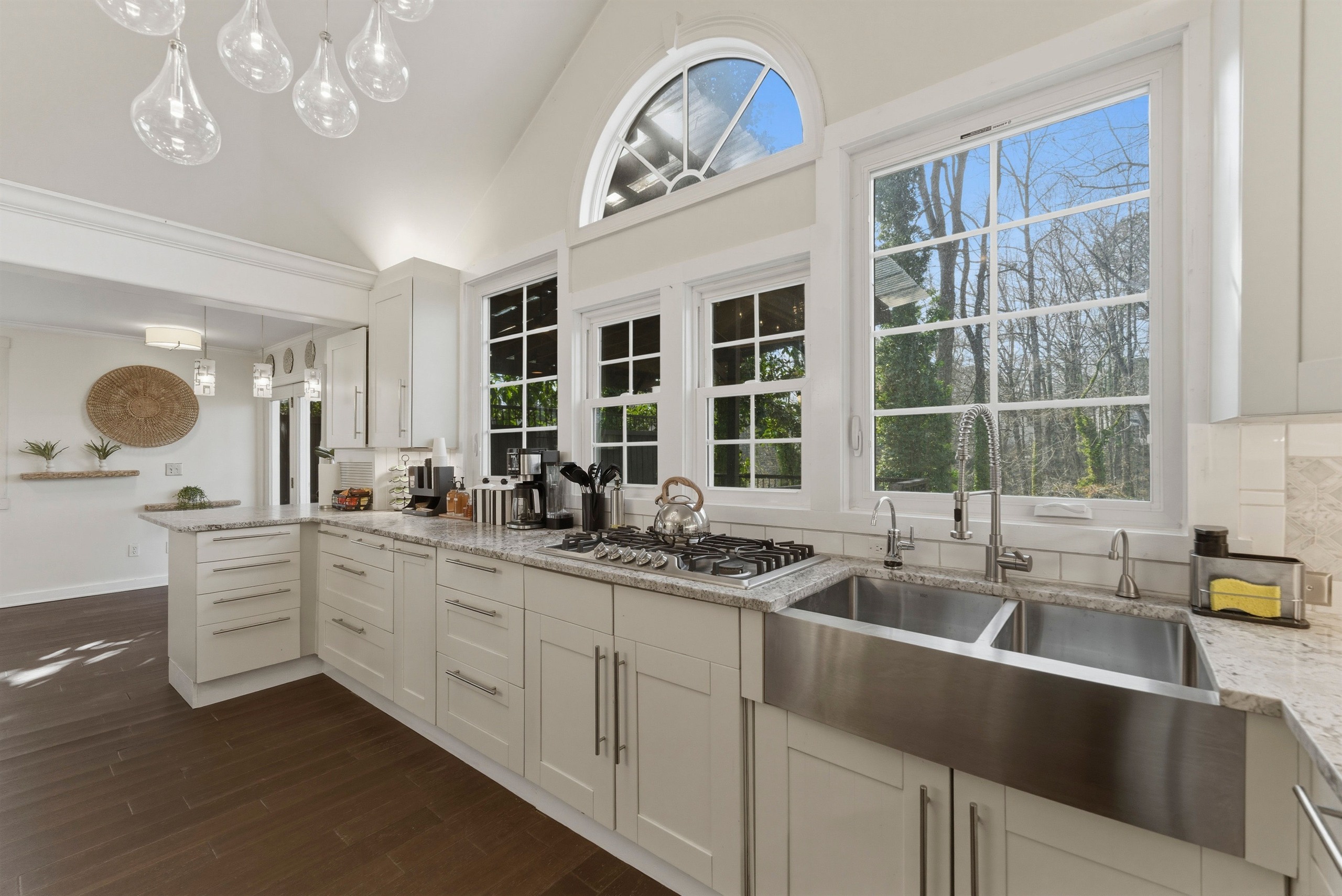 Main kitchen with generous prep space for shared living
